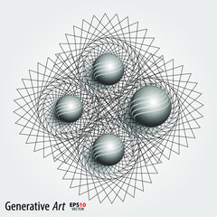 3D illustration of abstract vector color generative art objects background template