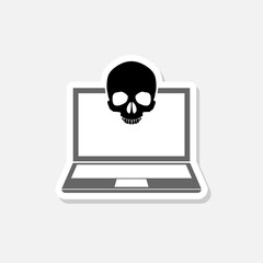 Hacked laptop icon isolated on gray background