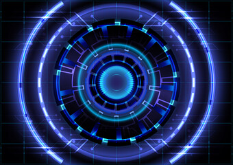 Abstract hi-tech background. Virtual reality high technology innovation. Head-up display interface. Futuristic Sci-Fi glowing HUD circle. Digital business