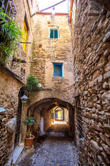 Abandoned town of Bussana Vecchia, Imperia, Liguria, Italy during summer time.