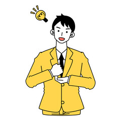 スーツを着た男性のリアクション