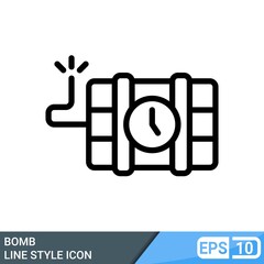 Bomb icon in line style isolated on white background. EPS 10