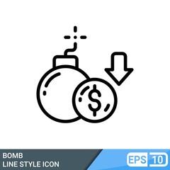 line style money boom icon isolated on white background. EPS 10