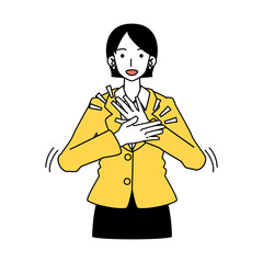 スーツを着た女性のリアクション