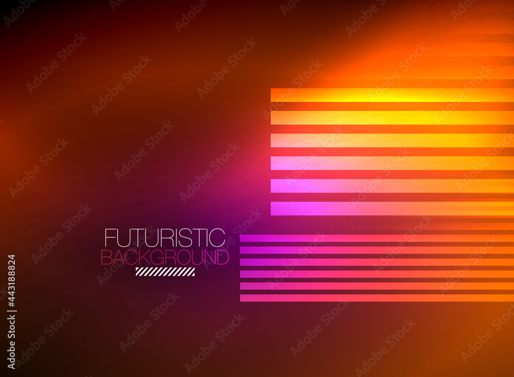 Aufkleber bright neon color techno abstract background, shiny glowing neon lines in the dark background