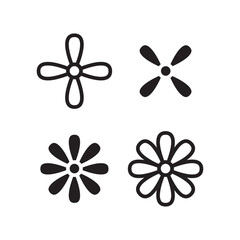 Simple flower icon silhouette, line style flower icon, floral illustration for logo, template and brochure