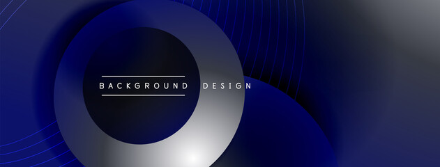 Gradient circles with shadows. Vector techno abstract background. Modern overlapping forms wallpaper background, design template