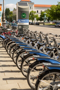 MVG bicycles for rent in Munich streets