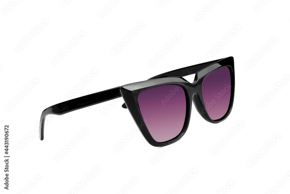 Canvas Prints black cat eye sunglasses isolated on white background. pink glasses side view.