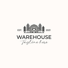 Barn Countryside Vintage Concept Logo Template Isolated in White Background