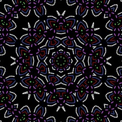 Floral pattern illustration with black background.