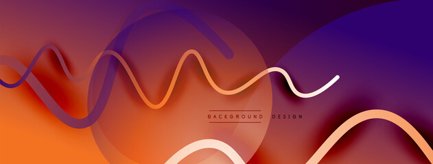 Abstract gradient background with wave line with shadow effect. Geometric composition. 3D shadow effects and fluid gradients