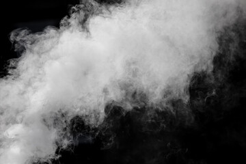 White smoke on a black background. Texture