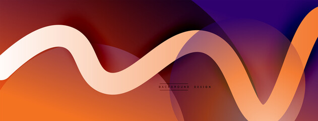 Abstract gradient background with wave line with shadow effect. Geometric composition. 3D shadow effects and fluid gradients