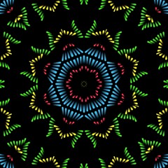 Indian Mandala pattern with black background.