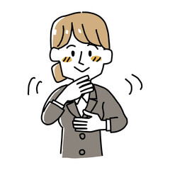 手話をしているスーツの女性