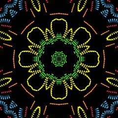 Indian Mandala pattern with black background.