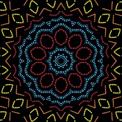 Indian Mandala pattern with black background.