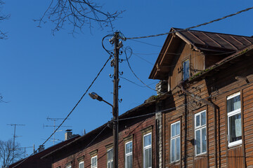 Fototapeta na wymiar old wires on electric pole