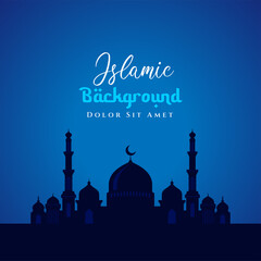 Islamic background design with mosque silhouette illustration. Can be used for greetings card, backdrop or banner