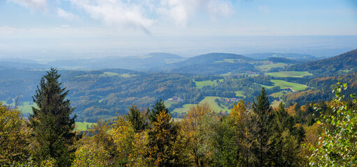 bavarian forest, lookout from Gessingerstein to the surroundings of Deggendorf, lower bavaria landscape