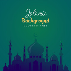 Ramadan kareem islamic background design with mosque illustration. Can be used for greetings card, backdrop or banner