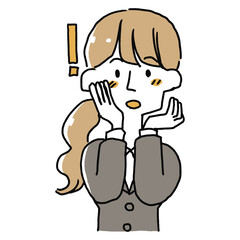 驚いているスーツの女性