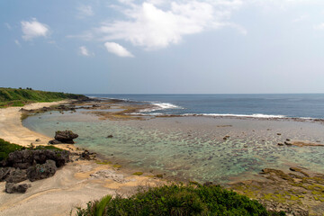 鹿児島県　沖永良部島の笠石海浜公園展望台からの眺め