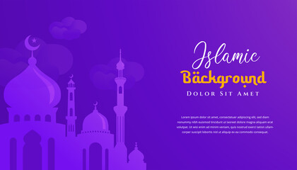 Ramadan kareem islamic background design with mosque illustration. Can be used for greetings card, backdrop or banner