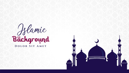 Islamic background design with mosque silhouette illustration. Can be used for greetings card, backdrop or banner