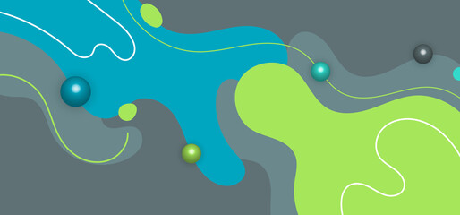 Abstract modern template green and blue organic dynamic shapes