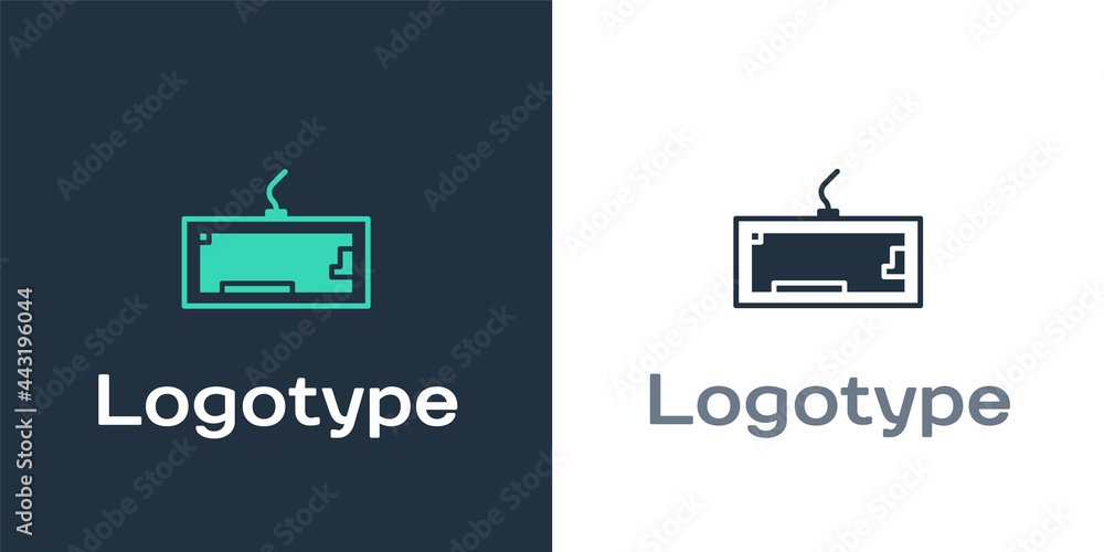 Poster logotype computer keyboard icon isolated on white background. pc component sign. logo design templat