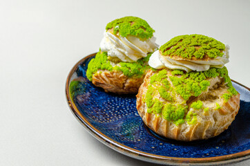 Pie mushrooms with cream. High quality photo