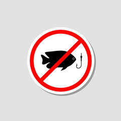 No fishing icon isolated on gray background 