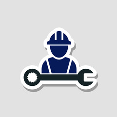 Man in helmet and wrench icon