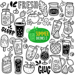 Summer Drinks Doodle Illustration