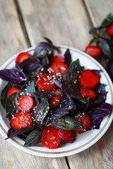 Summer fitness salad with strawberries and basil. Healthy food.
