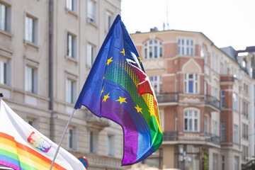 Flags on Gay Parade or Equality March - Poznan, Poland