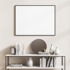 Wide poster with shelf, beige