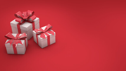white gift box on red background,3D render