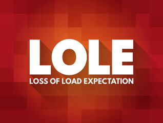 LOLE - Loss of Load Expectation acronym, abbreviation concept background