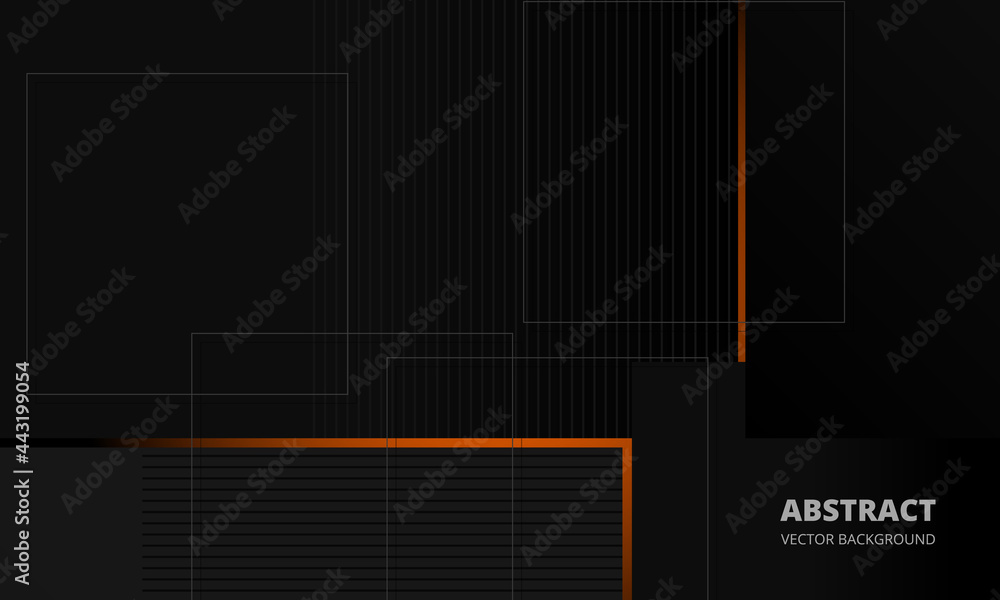 Poster Dark grey elegance business corporate abstract vector background with orange and gray lines. Minimal geometric shapes on dark background. Vector illustration.