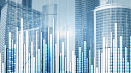 Mixed Media Stock Market Corporate background. Concept City Trading 2.0.