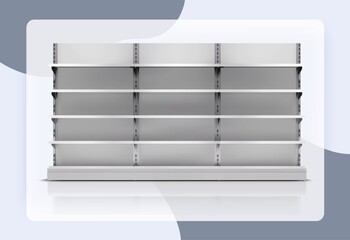 Realistic 3d empty supermarket shelf isolated on white background vector illustration