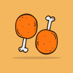 Hand drawn Chicken leg icon Design Template. vector sketch doodle illustration. Perfect for food concepts, diet infographics, icons or web design, street restaurants menu