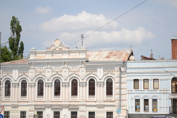 Facade of an architectural building, a historical building of the city of Kharkov.