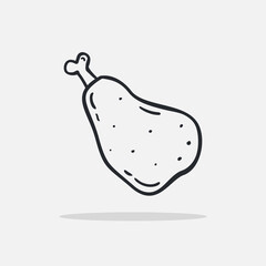 Hand drawn Chicken leg icon Design Template. vector sketch doodle illustration. Outline style. Perfect for food concepts, diet infographics, icons or web design, street restaurants menu