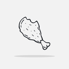 Hand drawn Chicken leg icon Design Template. vector sketch doodle illustration. Outline style. Perfect for food concepts, diet infographics, icons or web design, street restaurants menu