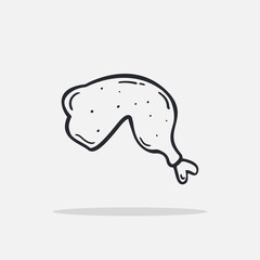 Hand drawn Chicken leg icon Design Template. vector sketch doodle illustration. Outline style. Perfect for food concepts, diet infographics, icons or web design, street restaurants menu