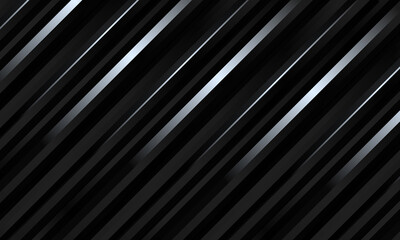 Obraz premium Black abstract luxury striped 3d vector background with gradient metallic three dimensional shapes. Vector illustration